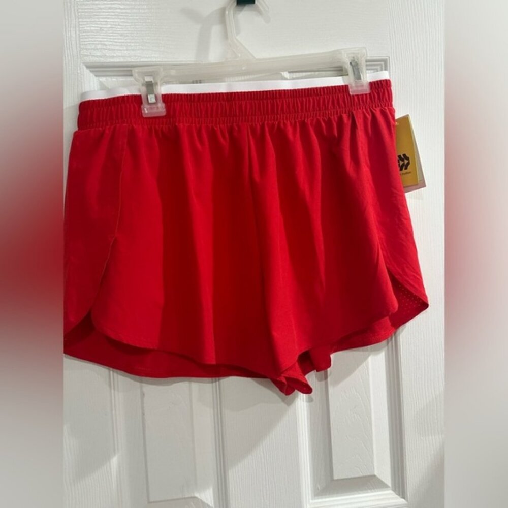 Running Shorts Red w White Trim Laser Cut Inner Lining 3 in Inseam M